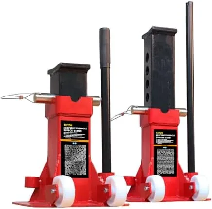 jack boss heavy duty 12 ton 24000 lbs jack stands with large base and strong lockprofessional pin style car standseasily moveable car lift stands for trucksuv pick up red