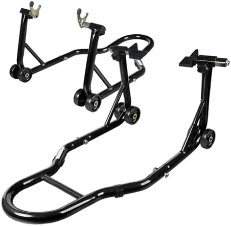 motorcycle stand lift universal paddock lift stand 1100lbs front rear combo stand lift stand rear ul fork swingarm spool stand 2 pack black